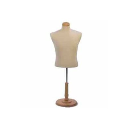 MONDO MANNEQUINS Male Shirt Form Tailor Bust, Neckblock and Base Included - Natural M5WB